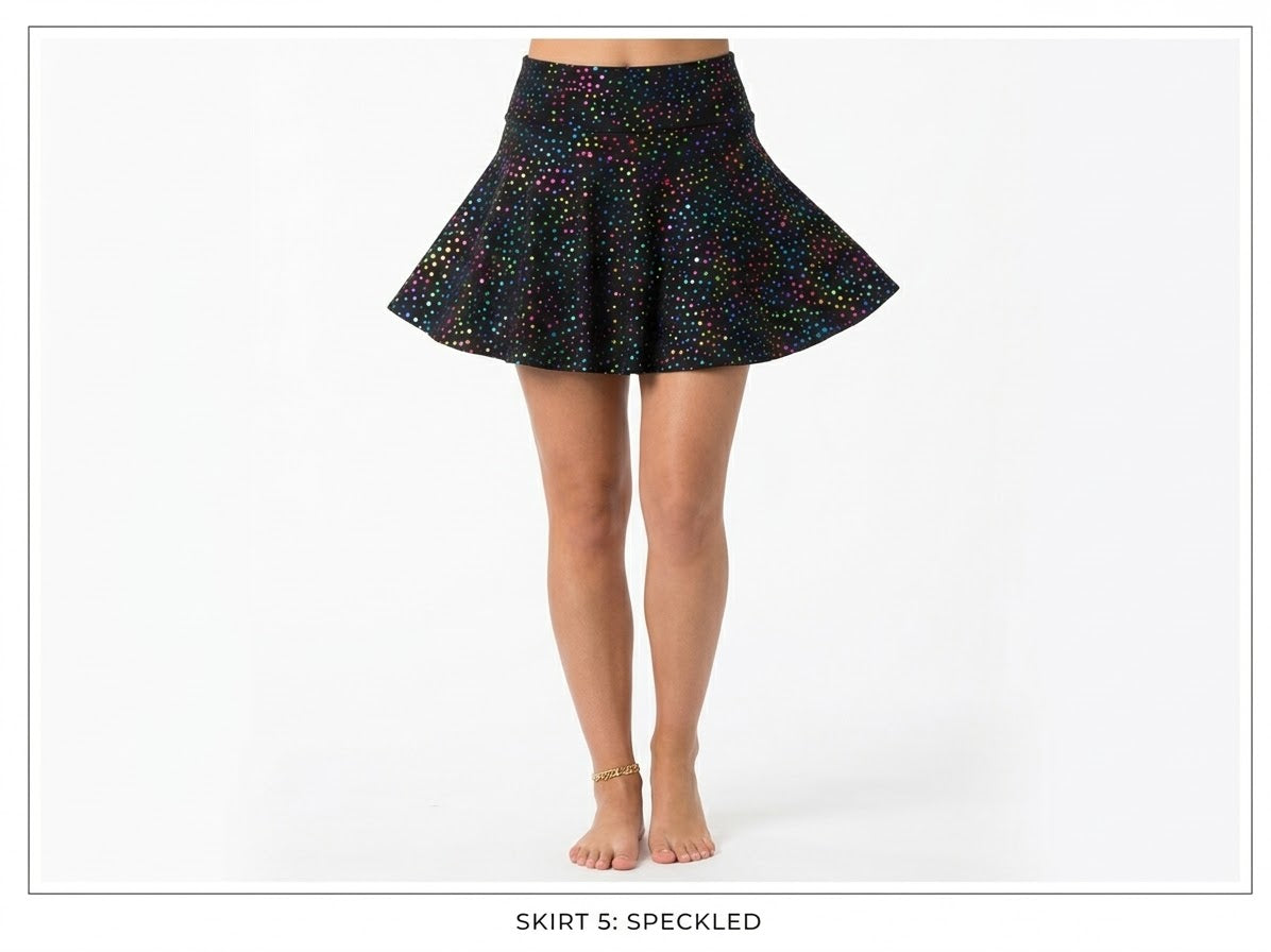 Black Rainbow Speckled Festival Skirt
