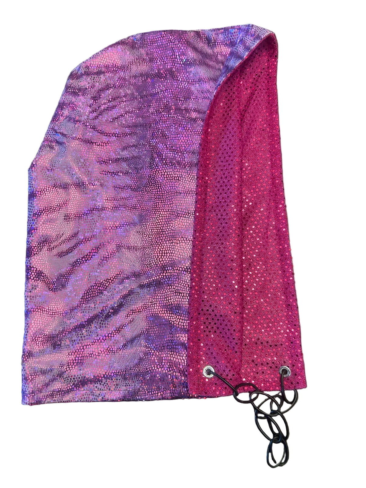 Purple & Pink Sparkle reversible festival hood