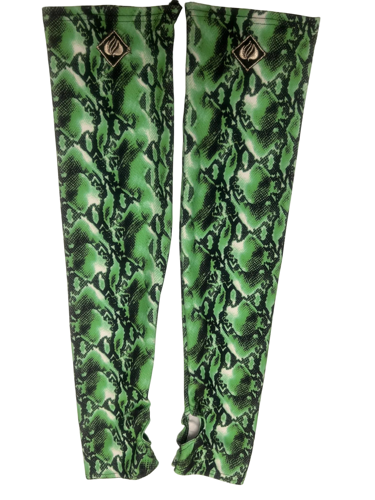 Green snakeskin rave sleeve pair
