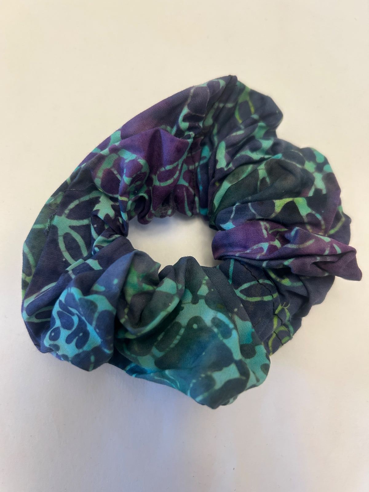 Purple Teal Abstract hair scrunchie