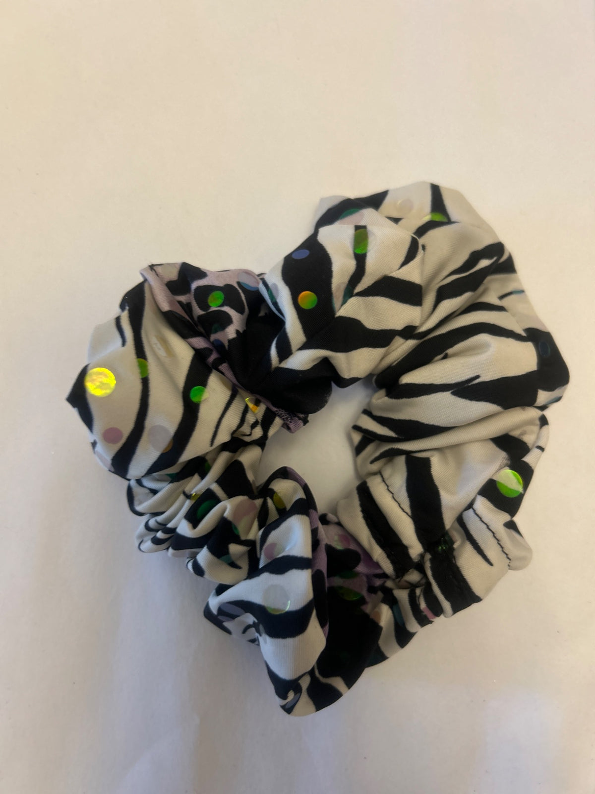 Black White Confetti hair scrunchie