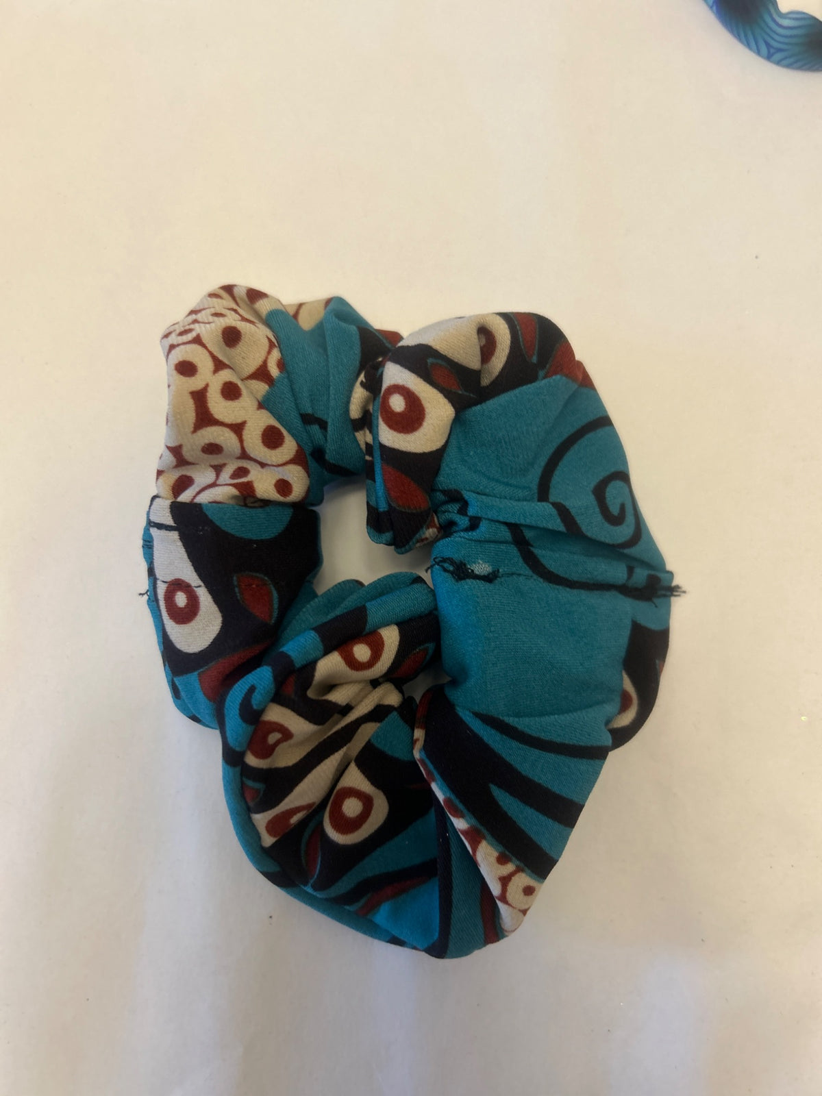 Teal Retro hair scrunchie